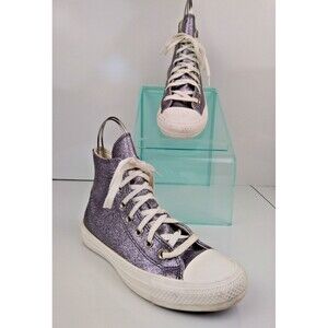 Converse Chuck Taylor All Star Glitter Silver High Top Sneakers Women's Size 6